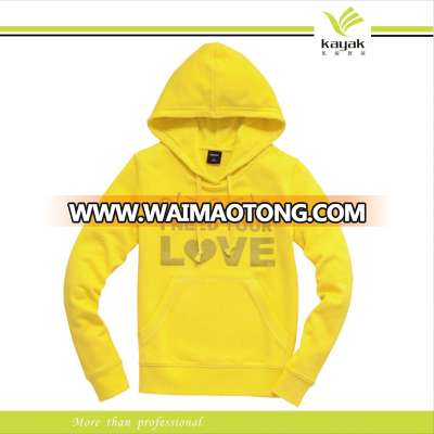 Custom Good Quality Fashion Yellow 100%Cotton Hoodies (H-34)