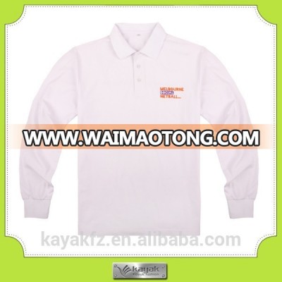 custom cotton white men long sleeves polo t-shirt