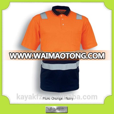 custom orange men's work high visible reflective safety polo shirt