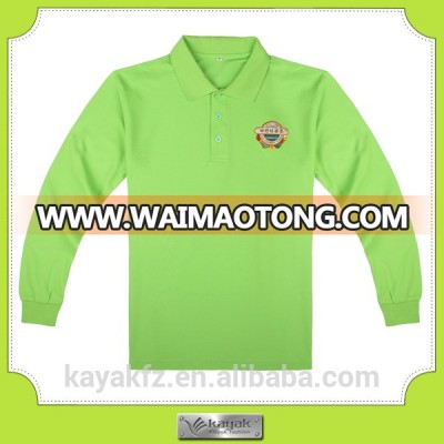 wholesales cheap green cotton unisex long sleeve polo shirts