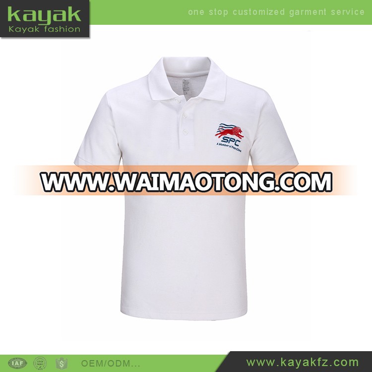 2017 Guangzhou 100% Cotton White Custom Men Cheap Polo Shirts with embroidery logo