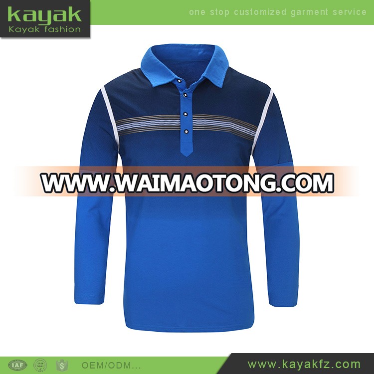 Guangzhou Kayak 100% cotton custom embroider logo plain blank black and grey color combination long sleeve polo shirt